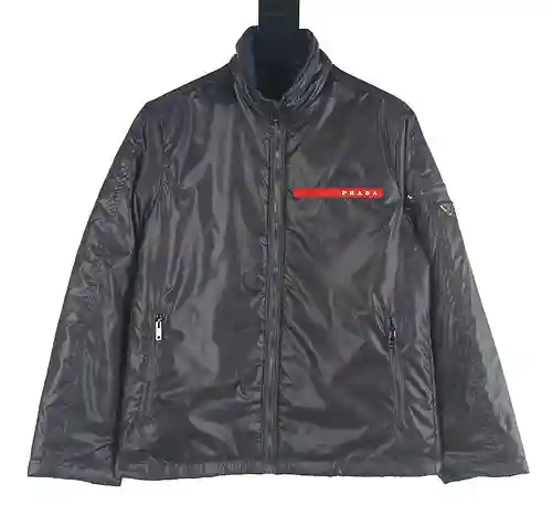 Pra*da/Prada PRD 23Fw chaqueta de algodón con ribete rojo