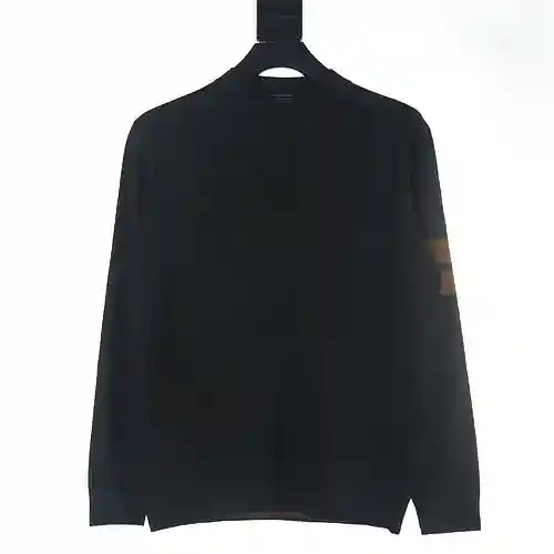 ZEGNA/Zegna 23FW Jersey caqui con cuello redondo y rayas en jacquard