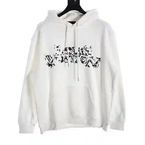 sudadera con capucha y letras borrosas LV