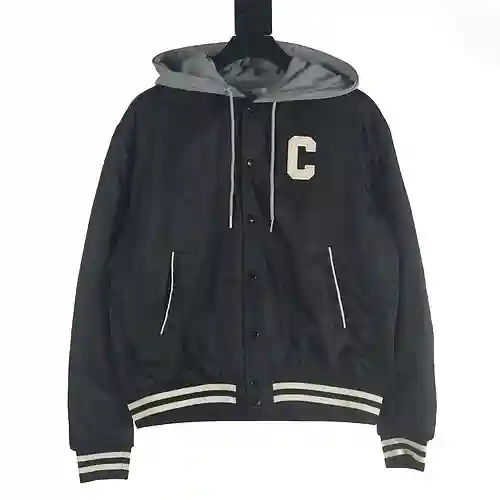 Celine chaqueta de béisbol con capucha y etiqueta C CE 23FW