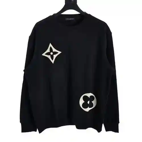 Sudadera LV con cuello redondo y estampado de flores dobles