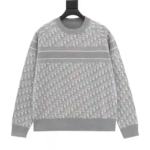 CD 23Fw Cuello redondo reversible de cachemira y punto jacquard oblicuo