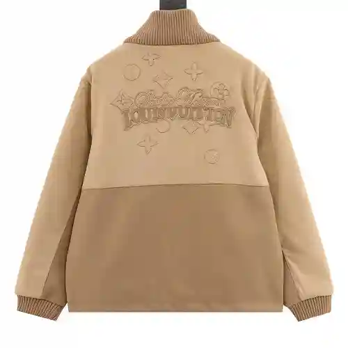 Chaqueta con paneles de cuero bordado 1V