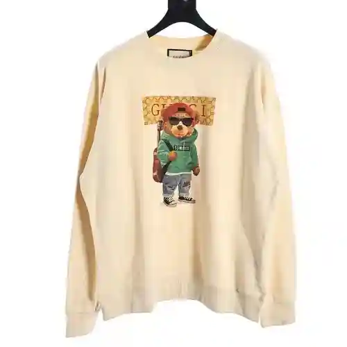 GU*CCI Gucci Otoño e Invierno Nuevo estilo Guitarra Oso Estampado Manga larga