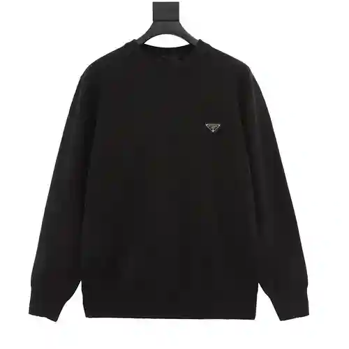 Pra*da/Prada 23Fw suéter con cuello redondo y logo triangular en el pecho
