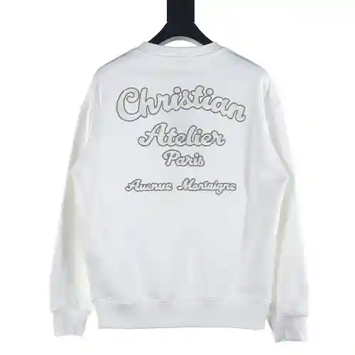 Sudadera Dior CD 23Fw con cuello redondo y letras de la firma bordadas en la parte delantera y trase