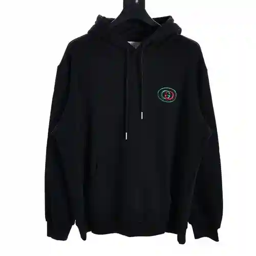 GU*CCI sudadera con capucha y doble G pequeña bordada