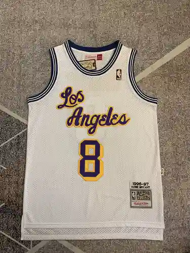 Lakers No. 8 Kobe Bryant Retro Blanco LOS Angeles Camiseta de baloncesto