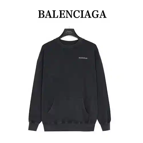 BLCG/Balenciaga 23Fw sudadera con cuello redondo desgastada y bordado de letras invertidas