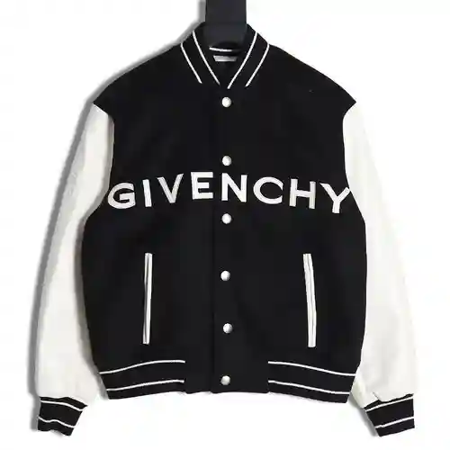 Chaqueta béisbol con mangas de cuero y lana GVC/Givenchy 22FW
