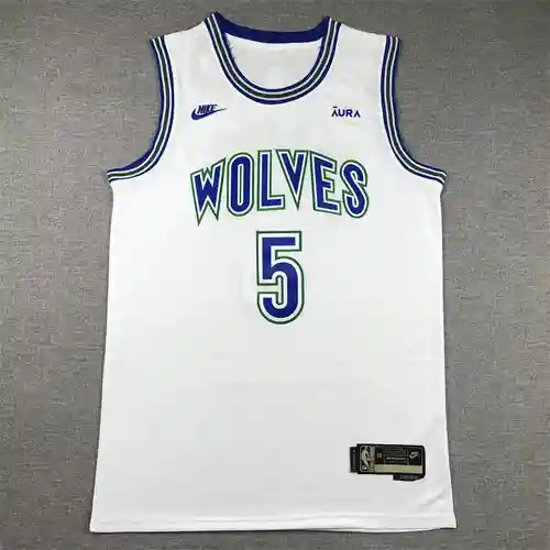 Timberwolves No. 5 Edward Clásico Retro Blanco