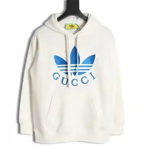 Gu*cci X Adi*das Gucci Adidas 22FW sudadera con capucha y bordado de trébol