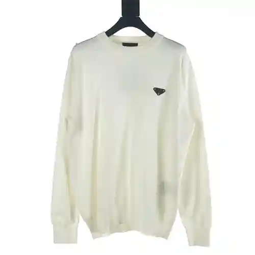 Pra*da/Prada PRD 23Fw suéter con cuello redondo y logo triangular en el pecho