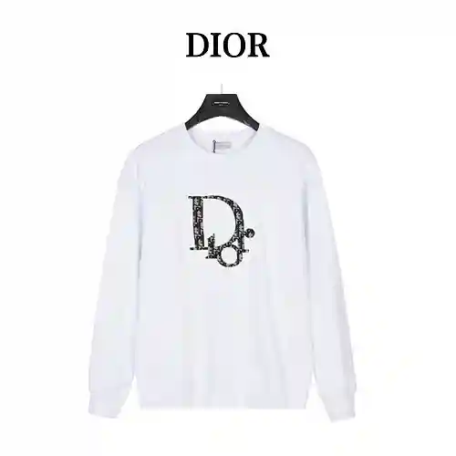 Sudadera con cuello redondo y parche de flores antiguas CD/Dior 23Fw de algodón bordado