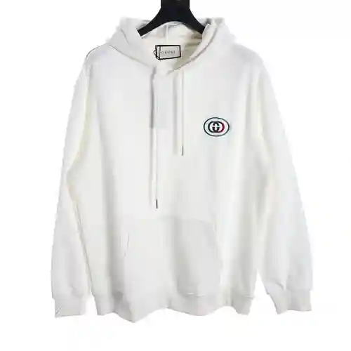 GU*CCI sudadera con capucha y doble G pequeña bordada