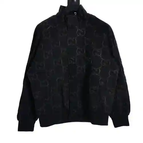 GU*CCI Nueva chaqueta acolchada con cuello alto de lona estampada con doble G