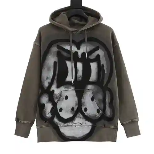Sudadera con capucha y estampado de cabeza de perro conjunta GVC 22FW