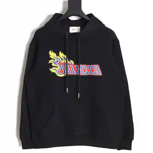 G*cci Gucci 23FW sudadera con capucha y estampado de llamas