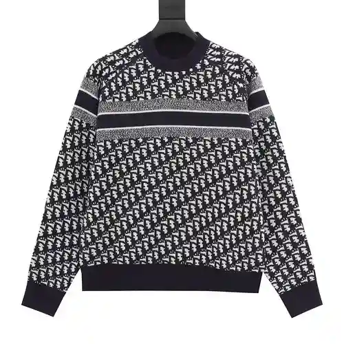 CD 23Fw Cuello redondo reversible de cachemira y punto jacquard oblicuo