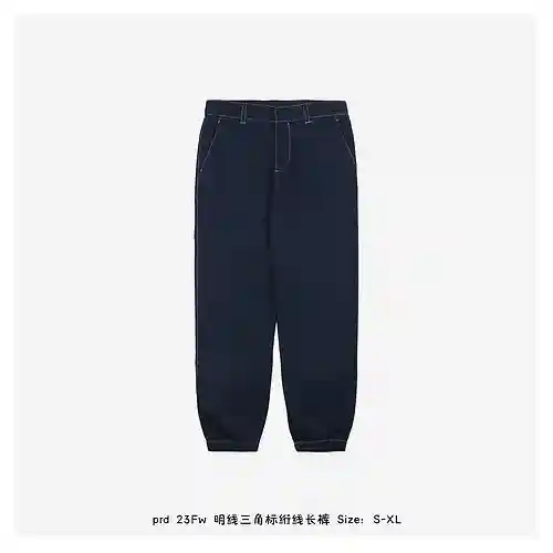 prd 23Fw pantalones acolchados con pespuntes y logo triangular