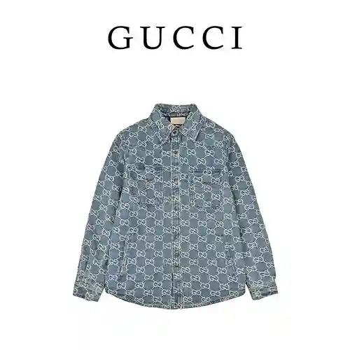 GU*CCI nueva chaqueta vaquera acolchada gruesa con logo GG en jacquard