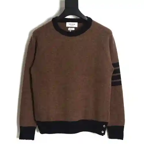 TB 23FW suéter color block de lana con cuello redondo