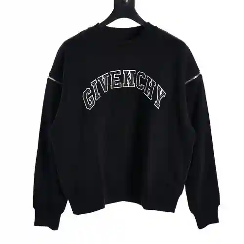 Sudadera de cuero con cuello redondo y cremallera en el brazo GVC