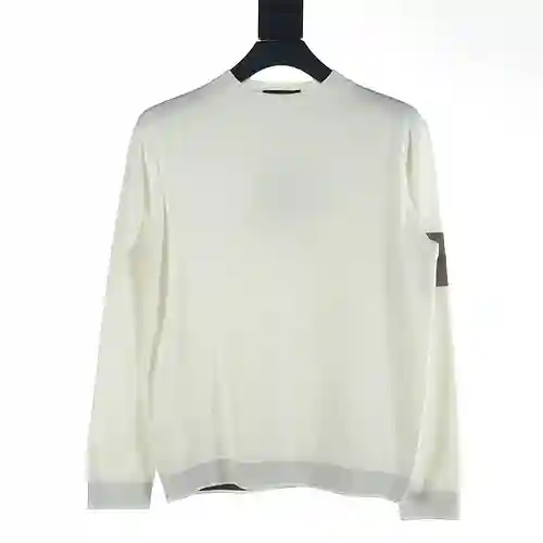 ZEGNA/Zegna 23FW Jersey caqui con cuello redondo y rayas en jacquard