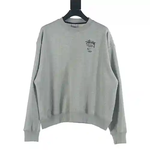 Ni*ke/Nike NK x Stu*ssy/Stu*ssy modelo conjunto color sólido bordado LOGO más sudadera de cuello red