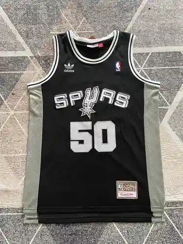Spurs No. 50 Robinson Camiseta de baloncesto negra Trébol