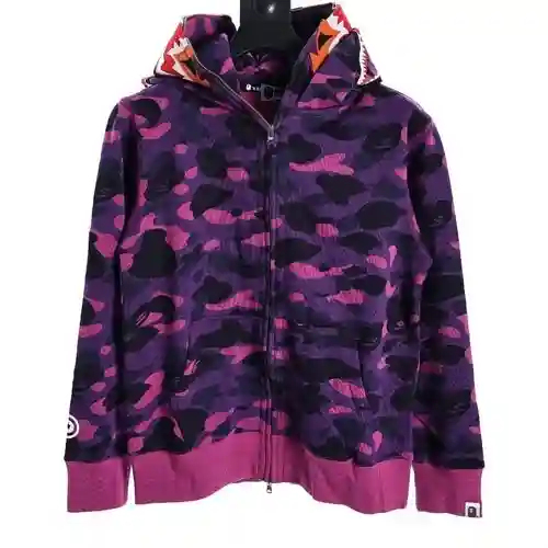 Sudadera con capucha y cremallera con bordado de tigre BA*PE
