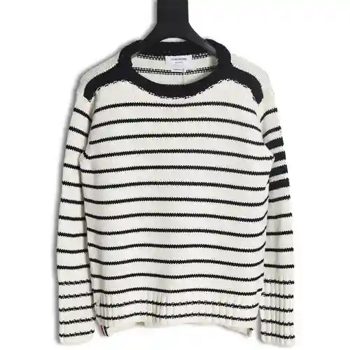 TB 23FW jersey retro a rayas con cuello redondo