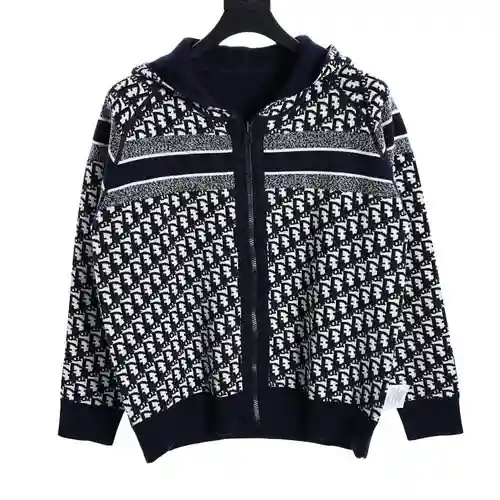 Chaqueta reversible de cachemir y punto en jacquard CD Oblique