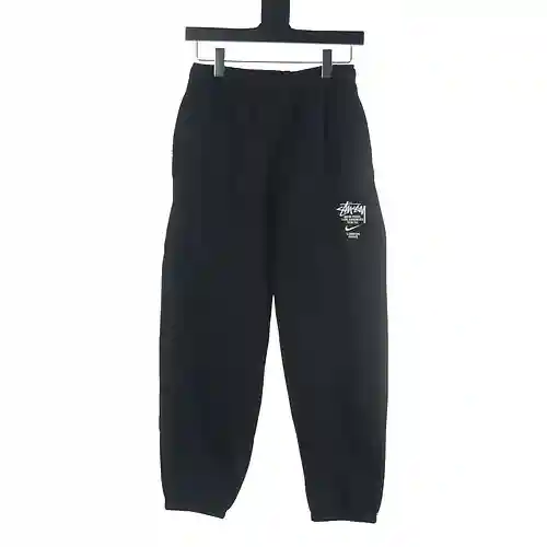 Nike NK x Stussy/Stussy conjunto de color sólido bordado LOGO más pantalones deportivos de terciopel