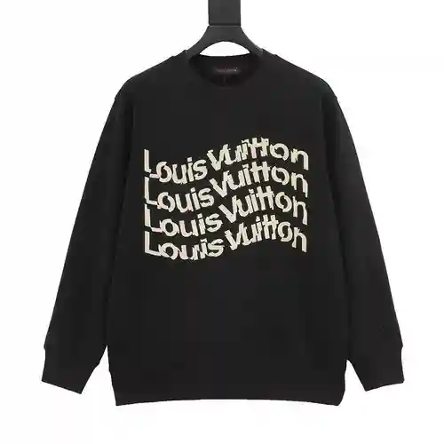 1V 23FW sudadera con cuello redondo y estampado de letras retorcidas