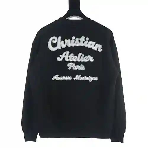 Sudadera Dior CD 23Fw con cuello redondo y letras de la firma bordadas en la parte delantera y trase