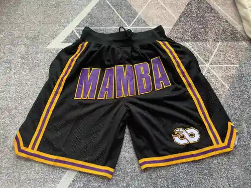 Pantalones de bolsillo Lakers Mamba Pantalones de baloncesto dorados y negros