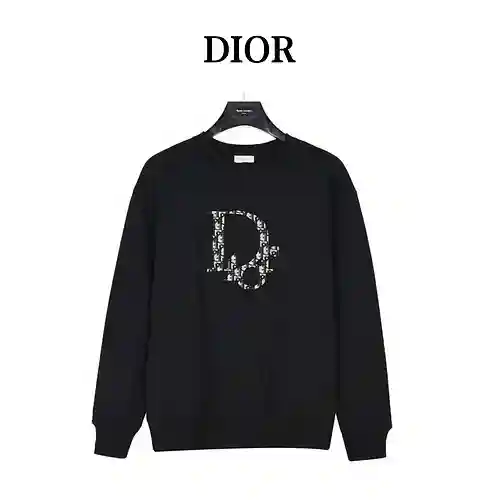 Sudadera con cuello redondo y parche de flores antiguas CD/Dior 23Fw de algodón bordado