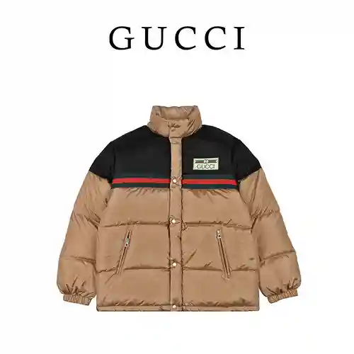G*cci Gucci 22ss chaqueta de plumón con correas rojas y verdes