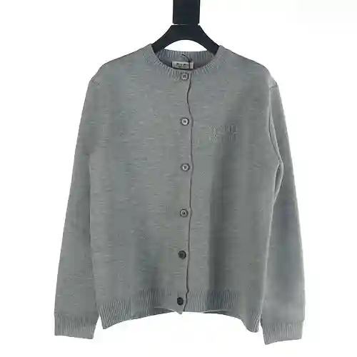 MIUMIU Jersey tipo cárdigan de lana con logo Miu Miu 23FW