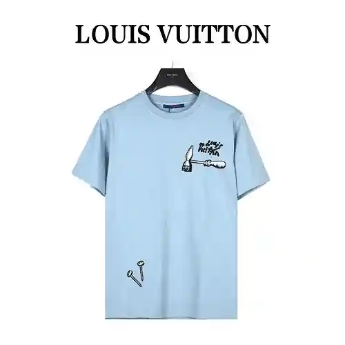 Camiseta de manga corta bordada con herramienta de martillo LV/Louis Vuitton 23ss