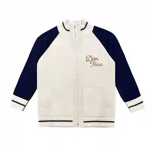 CD/Dior 23ss máquina de coser chaqueta tipo cárdigan con cremallera bordada