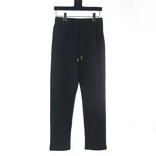 Prada PRD 23Fw pantalones de algodón en relieve con bolsillo de cuero y letras bordadas