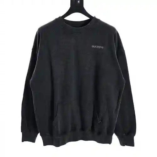 Sudadera con cuello redondo desgastada y lavada con bordado de letras invertidas BLCG