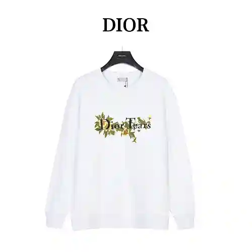 CD Dior X TEARS Sudadera de algodón con cuello redondo y estampado de letras bordadas en las articul