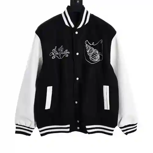 Chaqueta de béisbol LV con bordado circular en la espalda