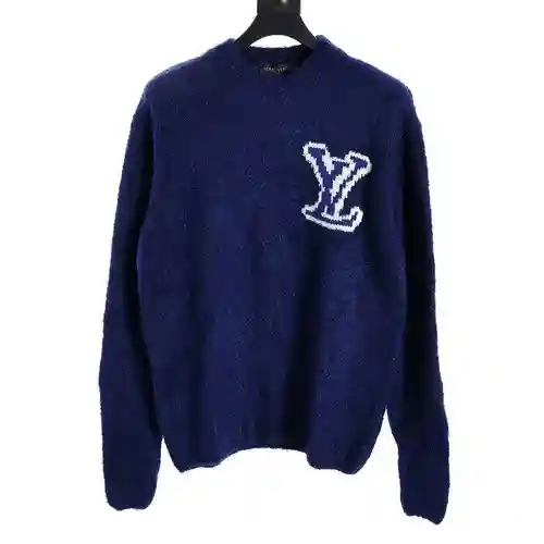 Jersey con cuello redondo y logo grande en jacquard LV en la parte delantera y trasera