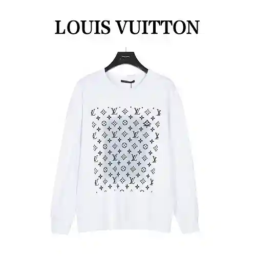 Sudadera con cuello redondo degradado y estampado de flores antiguas con salpicaduras de tinta LV/Lo