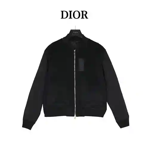 Chaqueta de algodón con cremallera de ante estilo universitario CD/Dior 23Fw