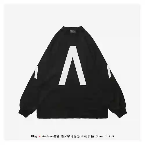 Blcg x Archive joint 24ss letra V invertida estampado musical manga larga